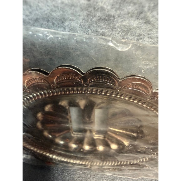 Vintage Silver Tone Belt Buckle Blank Oval Western Craft DIY NOS Scalloped Edge - Picture 11 of 13